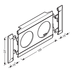 Product Drawing Přístrojové rámečky pro dvojzásuvky, PVC a PC/ABS bezhalogenový PC-ABS