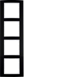 10143025 Rámeček,  4-násobný, B.3, Alu černá/bílá mat