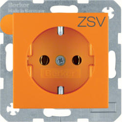 47431907 Zásuvka SCHUKO s potiskem "ZSV" (doplňkové napájení), S.1/B.x,  oranžová mat