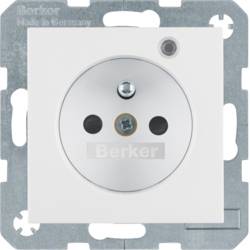6765091909 Zásuvka s ochranným kolíkem a signalizační LED,  S.1/B.x,  bílá mat