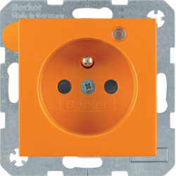 6765091914 Zásuvka s ochranným kolíkem a signalizační LED,  S.1/B.x,  oranžová mat