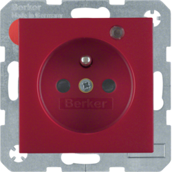 6765091915 Zásuvka s ochranným kolíkem a signalizační LED,  S.1/B.x,  červená mat