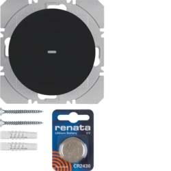 85655231 KNX RF tlačítko 1-násobné bateriové ploché, quicklink,  R.1/R.3, černá lesk