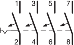 Circuit Drawing Jističe charakteristky D, 4-pólové
