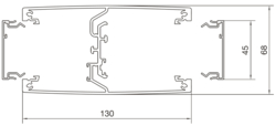 Product Cross Section Complete Oboustranný pilířek DA 200-45 pro přístroje 45 mm, upínací mechanismus hliník