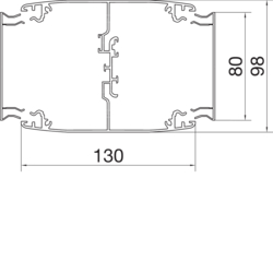 Product Cross Section Complete Oboustranný pilířek DA 200-80 pro standardní přístroje, upínací mechanismus hliník