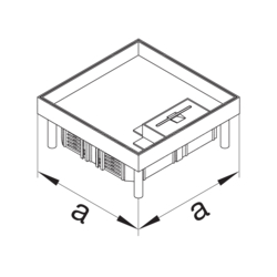 Product Drawing Výškově stavitelné nerezové podlahové krabice s víkem čtvercové pro suché čištění ušlechtilá ocel