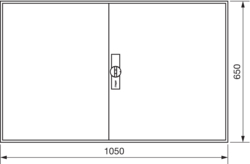 Product Drawing Nástěnné rozvaděče IP44, prázdné s dveřmi, výšky 650 mm ocel