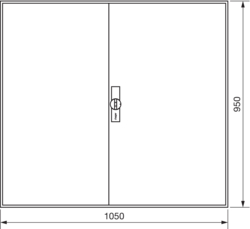 Product Drawing Nástěnné rozvaděče IP44, prázdné s dveřmi, výšky 950 mm ocel