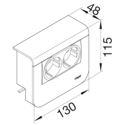 Product Drawing Přístrojová krabice pro dva přístroje 45x45 mm smíšené materiály