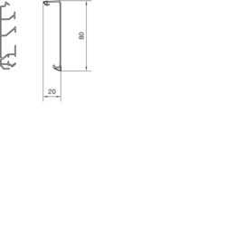 Product Cross Section Complete Spodní díl lišty, výšky 80 mm Kanál PVC