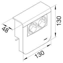 Product Drawing Přístrojová krabice pro dva přístroje 45x45 mm smíšené materiály