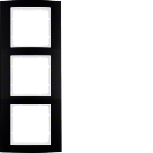 10133025 Rámeček,  3-násobný, B.3, Alu černá/bílá mat