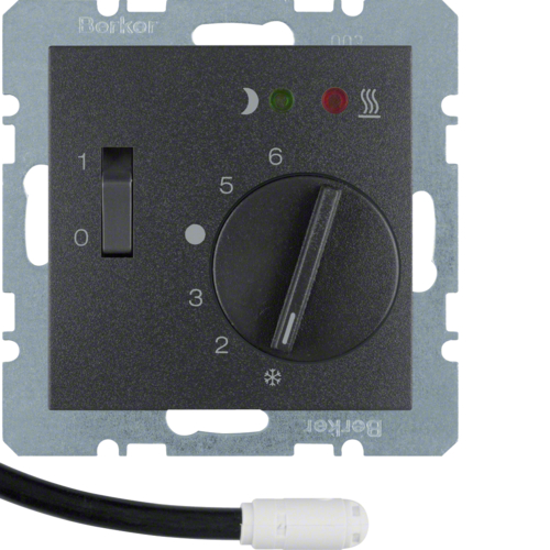 20341606 Analogový pokojový termostat,  včetně čidla,  Berker S.1/B.x,  antracit,  mat