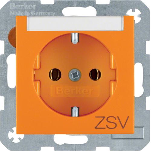 47501914 Zásuvka SCHUKO s potiskem "ZSV" (doplňkové napájení), S.1/B.x,  oranžová mat
