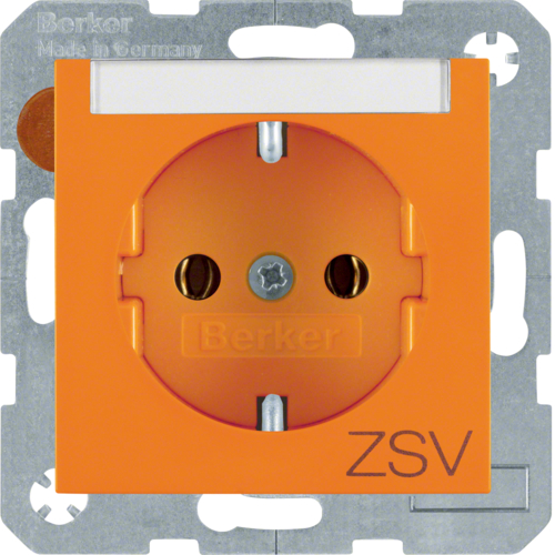 47508914 Zásuvka SCHUKO s potiskem "ZSV" (doplňkové napájení), S.1/B.x,  oranžová lesk