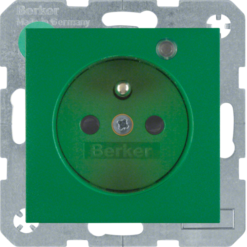6765091913 Zásuvka s ochranným kolíkem a signalizační LED,  S.1/B.x,  zelená mat