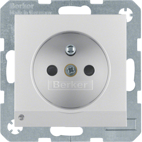 6765101404 Zásuvka s ochranným kolíkem a orientačním LED světlem,  S.1/B.x,  stříbrná mat