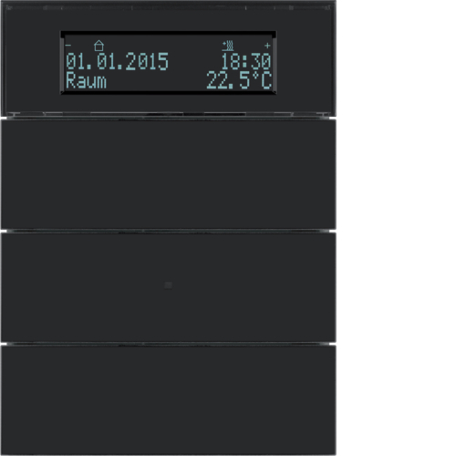 75663592 Senzor tlačítkový 3-násobný s termostatem a displejem B.IQ sklo,  černá