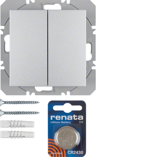 85656283 KNX RF tlačítko 2-násobné bateriové ploché, quicklink,  S.1/B.x,  stříbrná mat