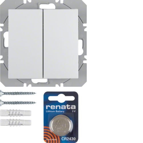 85656289 KNX RF tlačítko 2-násobné bateriové ploché, quicklink,  S.1/B.x,  bílá lesk