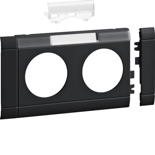 GB080219011 Přístrojový rámeček dvojzásuvky s popisovým polem 80mm,  černá