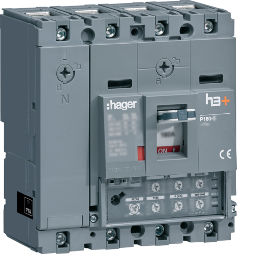 HHS161JC Kompaktní jistič h3+ P160 LSI 25 kA,  4-pólový, In 160 A